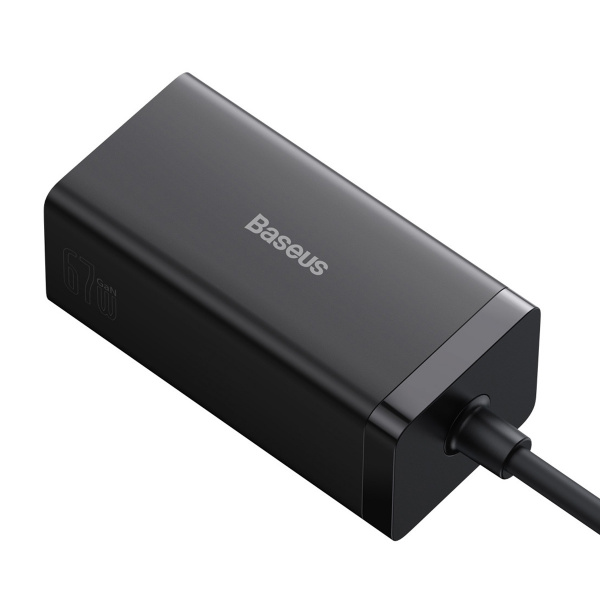 Сетевое зарядное устройство Baseus GaN5 Pro Desktop Fast Charger 1U+2C+HDMI 67W with 1.5m power cord EU с кабелем Type-C - Type-C 100W (20V/5A) 1m (CCGP110201) Черное