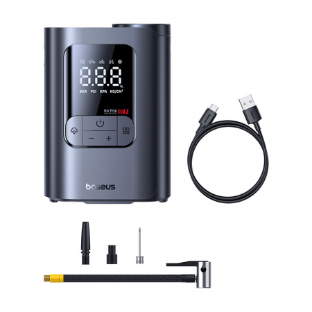 Автомобильный беспроводной компрессор Baseus GoTrip VA1 Super Mini Wireless Inflator 19-Cylinder Чёрный (C0119501)