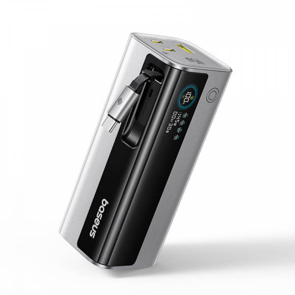 Внешний аккумулятор Baseus EnerGeek GR11 Power Bank with Retractable Cable 20000mAh 145W, титан (E0027B02)