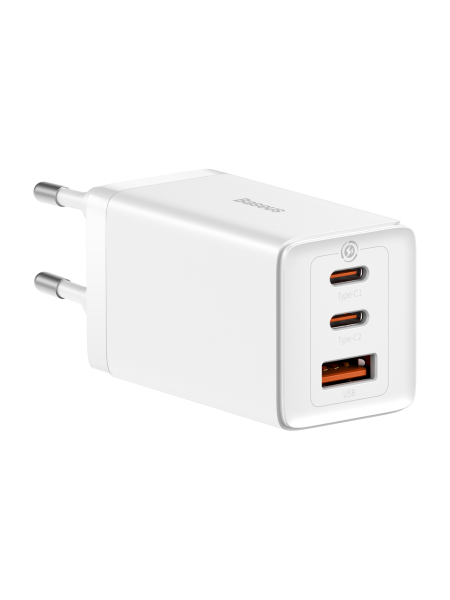 Сетевое зарядное устройство Baseus GaN5 Pro Fast Charger 2C+U 65W EU White с кабелем Type-C - Type-C 100W(20V/5A) 1m (CCGP120202)