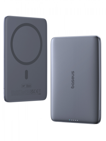 Внешний аккумулятор Baseus PicoGo AM41 Ultra-Slim Magnetic Power Bank 5000mAh 20W Черный (Кабель USB-C - USB-C 60W 30см) (P1007680C123-00)