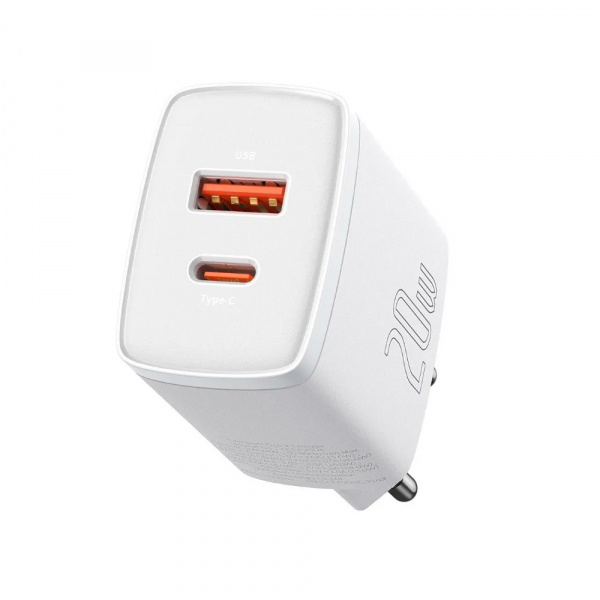 Сетевое зарядное устройство Baseus Compact Quick Charger U+C 20W EU White (CCXJ-B02)