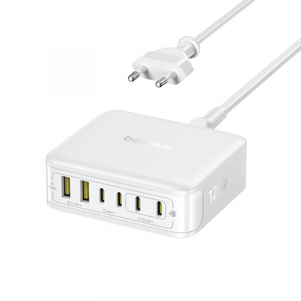 Сетевое зарядное устройство Baseus EnerFill FH21 Desktop Charging Station 4C+2U 120W EU Белый (E0120T01)