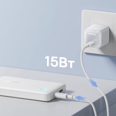 Повербанк Baseus EnerFill FP11 10000mAh 15W Белый (в комплекте Type-C - Type-C кабель 30см) (P1008210C213-00)