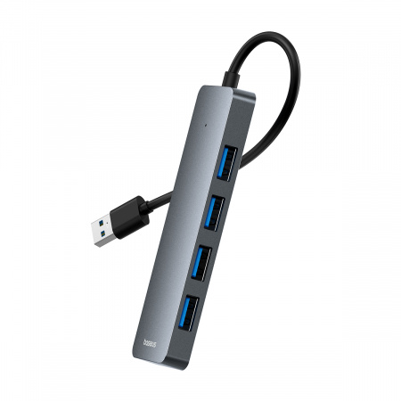 Хаб Baseus UltraJoy Series 4-Port HUB AIR (USB-A&Type-C - USB 3.0*4+Type-C5V) Серый (B0005280B811-13)