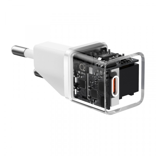 Сетевое зарядное устройство Baseus GaN5 Fast Charger(mini) 1C 20W EU Белое P10110900213-01 (Комплект: Fast Charging Data Cable Type-C - Type-C 100W 1m Белый)