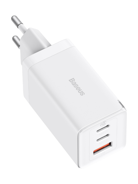 Сетевое зарядное устройство Baseus GaN5 Pro Fast Charger 2C+U 65W EU White с кабелем Type-C - Type-C 100W(20V/5A) 1m (CCGP120202)