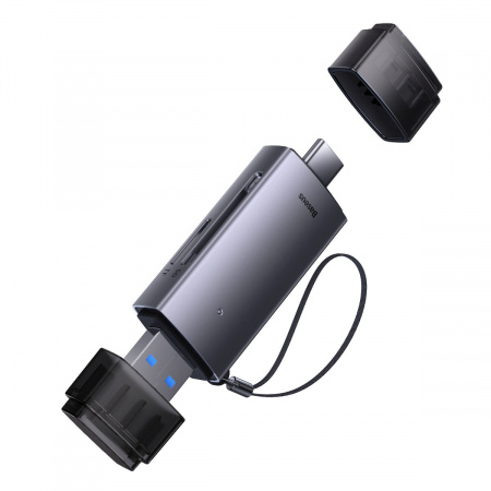 Картридер Baseus Lite Series USB-A & Type-C  - SD/TF Card Reader Grey (WKQX060113)