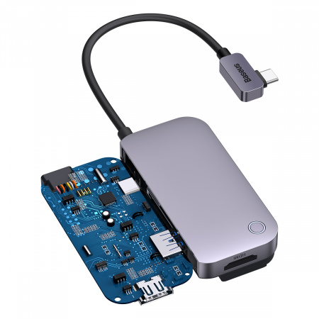 Хаб Baseus PadJoy 4-Port Type-C HUB Adapter Темно-серый (WKWJ000013)