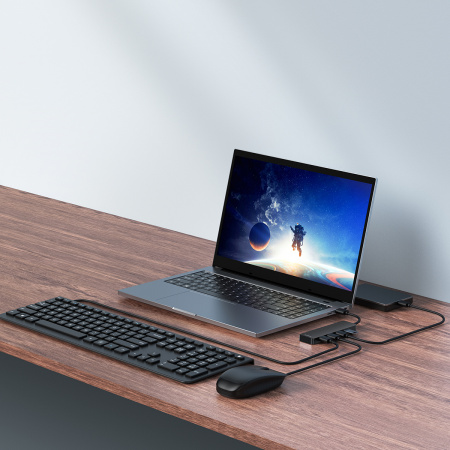 Хаб Baseus UltraJoy Series 4-Port  HUB Lite провод 15cm черный（USBA to USB3.0*4）(B0005280B111-00)