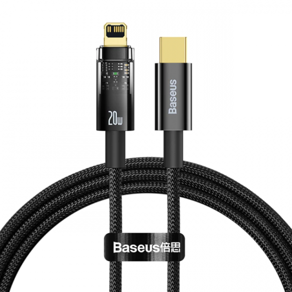 Кабель Baseus Explorer Series Auto Power-Off Fast Charging Data Cable Type-C - lightning 20W 1m Черный (CATS000001)