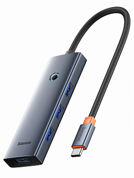 Хаб Baseus UltraJoy Series 4-Port Серый (USB-C- USB 3.0*4+USB-C 5V) (B0005280B811-08)