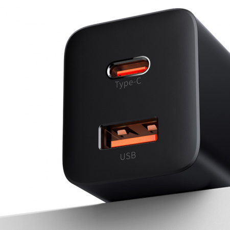 Сетевое зарядное устройство Baseus Super Si Pro Quick Charger USB + Type-C C+U 30W EU Черный (CCSUPP-E01)
