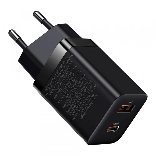 Сетевое зарядное устройство Baseus Super Si Pro Quick Charger USB + Type-C C+U 30W EU Черный (CCSUPP-E01)
