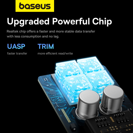 Бокс для жесткого диска Baseus FlyJoy Series SSD Enclosure (M.2 NVMe and SATA) серый (B00760600811-00)