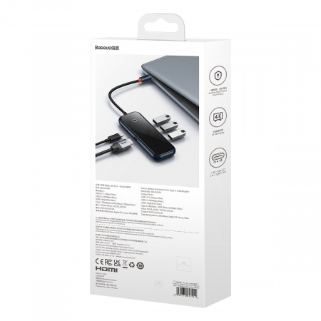 Хаб Baseus AcmeJoy 5-Port Type-C HUB Adapter (Type-C - HDMI*1+USB3.0*2+USB2.0*1+Type-C PD&Data *1) Темно-серый (WKJZ010213)