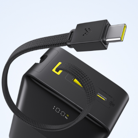 Повербанк Baseus EnerFill FC51 Bipow 2 Pro Digital Display с встроенным кабелем 30000mAh 22.5W Чёрный (E0028100)