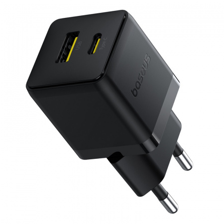Сетевое зарядное устройство Baseus Palm Fast Charger C+U 20W EU (кабель в комплекте USB-C - USB-C 60W (20V/3A) 1м) Черный (P10111608113-01)