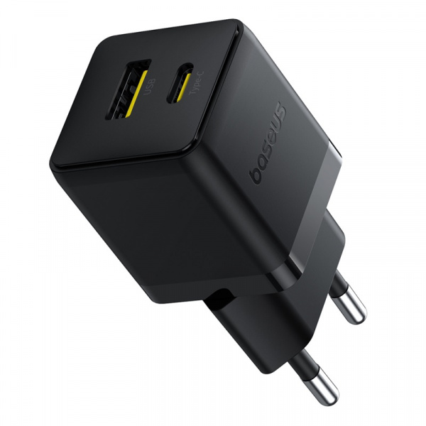 Сетевое зарядное устройство Baseus Palm Fast Charger C+U 20W EU (кабель в комплекте USB-C - USB-C 60W (20V/3A) 1м) Черный (P10111608113-01)