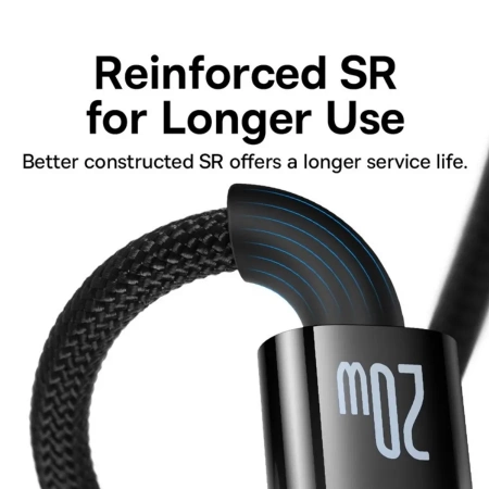 Кабель Baseus Explorer Series Auto Power-Off Fast Charging Data Cable Type-C - Lightning 20W 2м Черный CATS000101