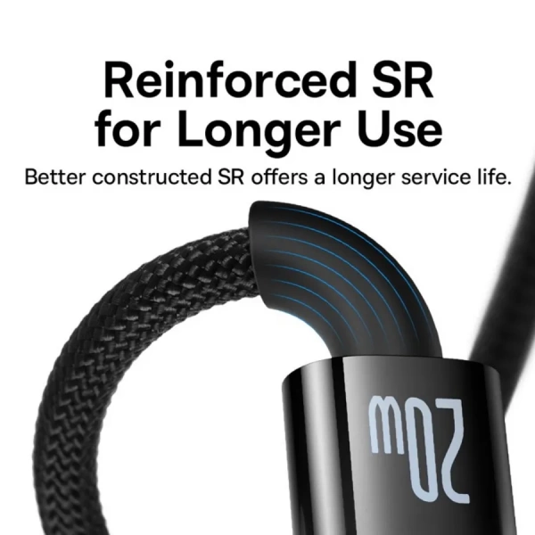 Кабель Baseus Explorer Series Auto Power-Off Fast Charging Data Cable Type-C - Lightning 20W 2м Черный CATS000101