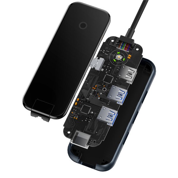 Хаб Baseus AcmeJoy 5-Port Type-C HUB Adapter (Type-C - USB3.0*2+USB2.0*1+Type-C PD&Data *1+RJ45*1) Темно-серый (WKJZ010113)