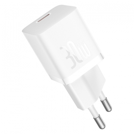 Сетевое зарядное устройство Baseus GaN5 (mini) 1C 30W + Кабель USB-C - USB-C Белый (P10110902213-00)