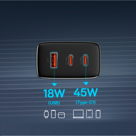 Сетевое зарядное устройство OS-Baseus Cube Pro Fast Charger 2C+U 65W EU Чёрный (P10152301113-00)