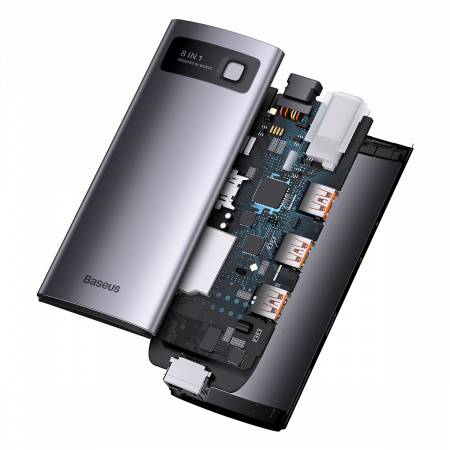 Хаб Baseus Metal Gleam Series 4-in-1 Multifunctional Type-C HUB Docking Station (Type-C - USB3.0*4) Серый (WKWG070013)