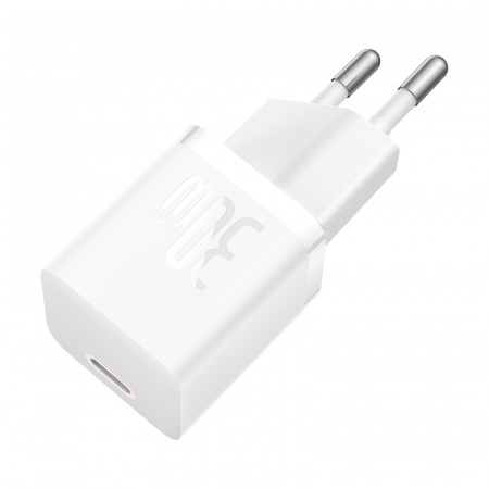 Сетевое зарядное устройство Baseus GaN5 (mini) 1C 30W + Кабель USB-C - USB-C Белый (P10110902213-00)