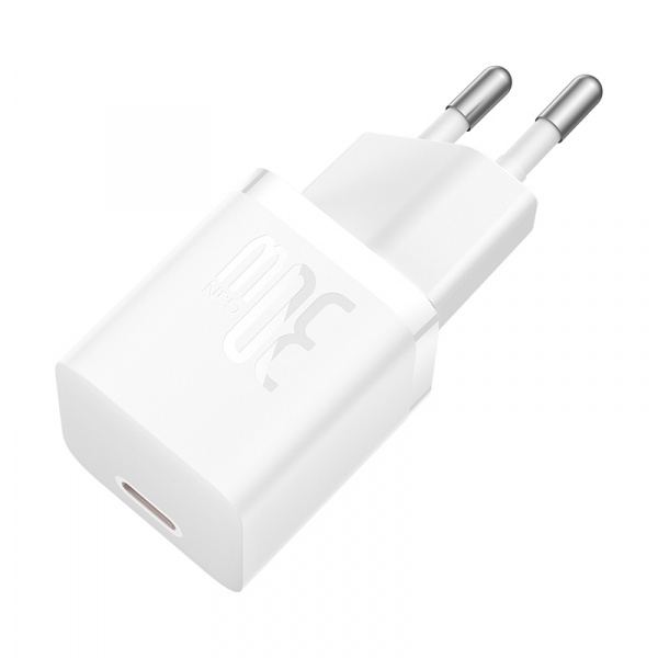 Сетевое зарядное устройство Baseus GaN5 (mini) 1C 30W + Кабель USB-C - USB-C Белый (P10110902213-00)