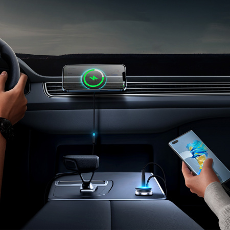 Автомобильное беспроводное магнитное зарядное устройство Basues CW01  Magnetic Wireless Charging Car Mount 40W (Wireless Charging 15W and USB-A 25W) Claw Edition (C40141000111-01) Черное