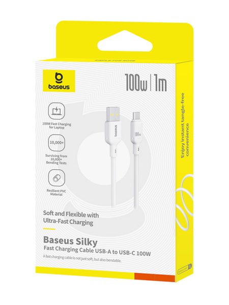 Кабель OS-Baseus Silky Series Fast Charging Cable USB - Type-C 100W 1м Белый (P10377703213-00)