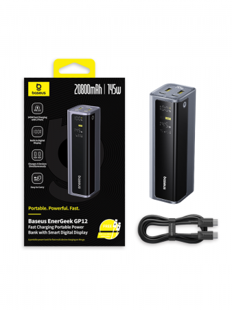 Повербанк Baseus EnerGeek GP12 Fast Charging with Digital Display 20800mAh 145W Серый (в комплекте кабель Type-C - Type-C 1м 100W) (P10082109813-00)