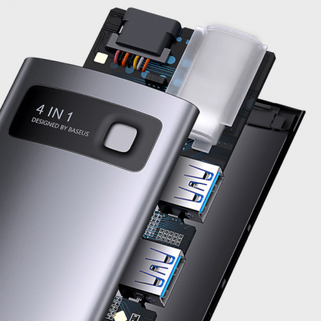 Хаб Baseus Metal Gleam Series 4-in-1 Multifunctional Type-C HUB Docking Station (Type-C - USB3.0*4) Серый (WKWG070013)