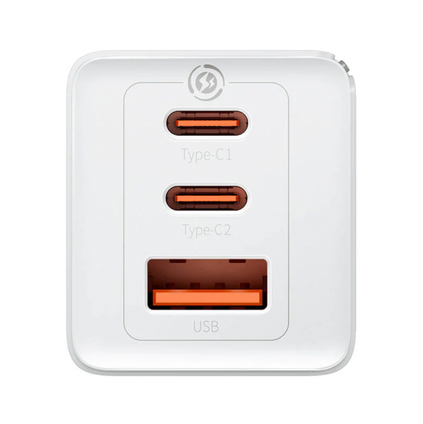 Сетевое зарядное устройство Baseus GaN5 Pro Fast Charger 2C+U 65W EU White с кабелем Type-C - Type-C 100W(20V/5A) 1m (CCGP120202)