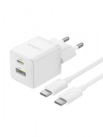 Сетевое зарядное устройство Baseus Palm Fast Charger C+U 30W EU Белый (в комплекте кабель USB-C - USB-C 60W) (P1011160A213-01)