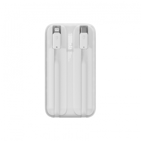 Внешний аккумулятор Baseus Comet Series с двойным кабелем и цифровым дисплеем, 10000 mAh, 22.5 W White (PPMD020002)