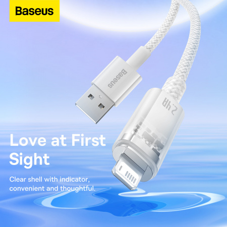 Кабель Baseus Explorer Series Fast Charging Cable with Smart Temperature Control USB - Apple Lightning 2.4A 1m (CATS010002) Белый