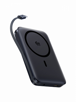 Повербанк Baseus PicoGo AM61 Qi2.2 Magnetic с встроенным кабелем 10000mAh 45W Чёрный (E0028V00)