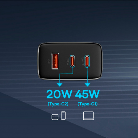 Сетевое зарядное устройство OS-Baseus Cube Pro Fast Charger 2C+U 65W EU Чёрный (P10152301113-00)