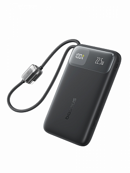 Повербанк Baseus EnerFill FC11 Digital Display с двумя встроенными кабелями 10000mAh 22.5W Чёрный (E0027R04)