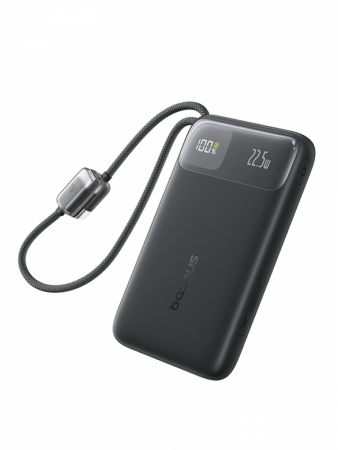 Повербанк Baseus EnerFill FC11 Digital Display с двумя встроенными кабелями 10000mAh 22.5W Чёрный (E0027R04)