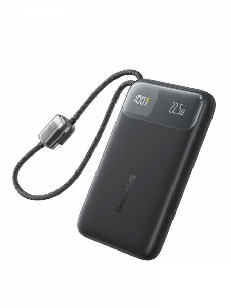 Повербанк Baseus EnerFill FC11 Digital Display с двумя встроенными кабелями 10000mAh 22.5W Чёрный (E0027R04)
