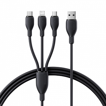 Кабель Baseus Ultra-Fast 3-в-1 Fast Charging Cable USB-A - Micro-USB + Lightning + USB-C 3.5A 0.8м Чёрный (P10376303121-01)