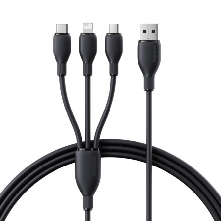 Кабель Baseus Ultra-Fast 3-в-1 Fast Charging Cable USB-A - Micro-USB + Lightning + USB-C 3.5A 0.8м Чёрный (P10376303121-01)