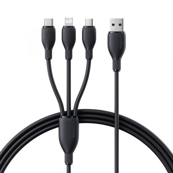 Кабель Baseus Ultra-Fast 3-в-1 Fast Charging Cable USB-A - Micro-USB + Lightning + USB-C 3.5A 0.8м Чёрный (P10376303121-01)