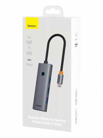 Хаб Baseus UltraJoy Series 4-Port Серый (USB-C- USB 3.0*4+USB-C 5V) (B0005280B811-08)