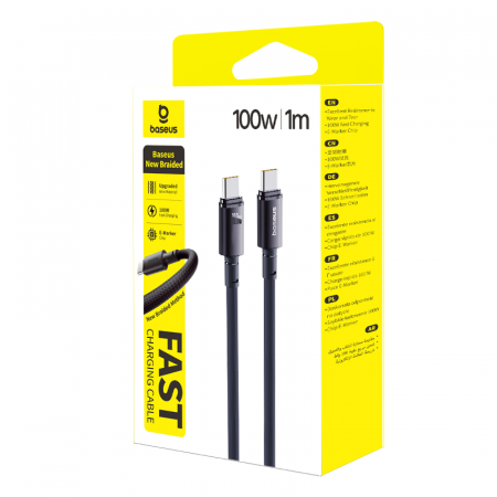 Кабель Baseus New Braided Fast Charging Cable USB-C- USB-C 100W 1м Чёрный (E0426W00)