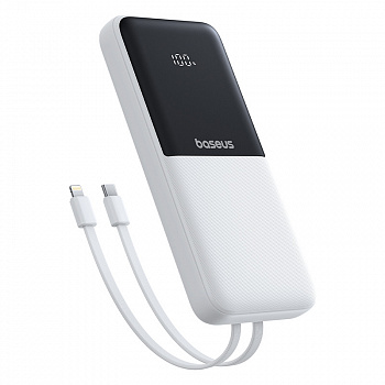 Повербанк Baseus Lipow Dual-Cable 10000mAh 22.5W Белый (в комплекте USB-A t- USB-C кабель 0.2м) (P10079101213-00)